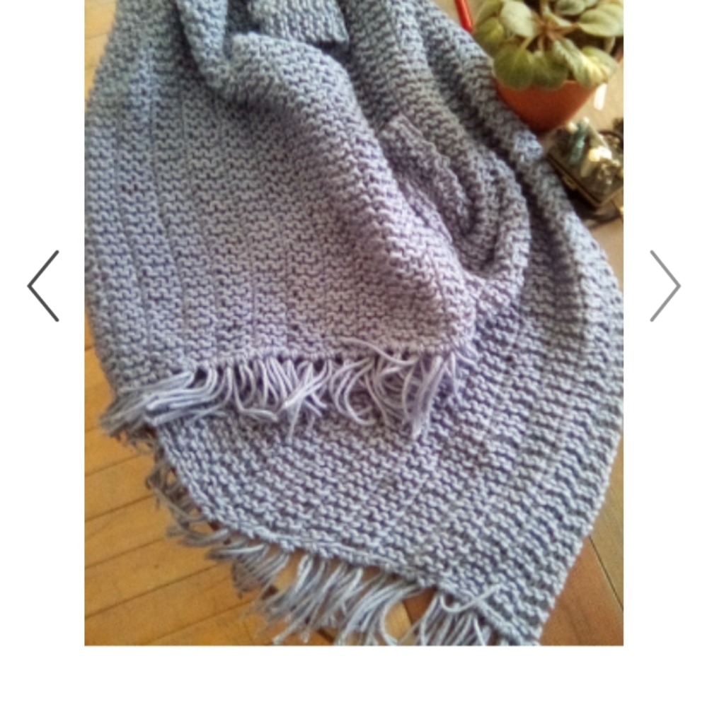NWT Blueish/Purple Handmade Knitted Fringe Scarf